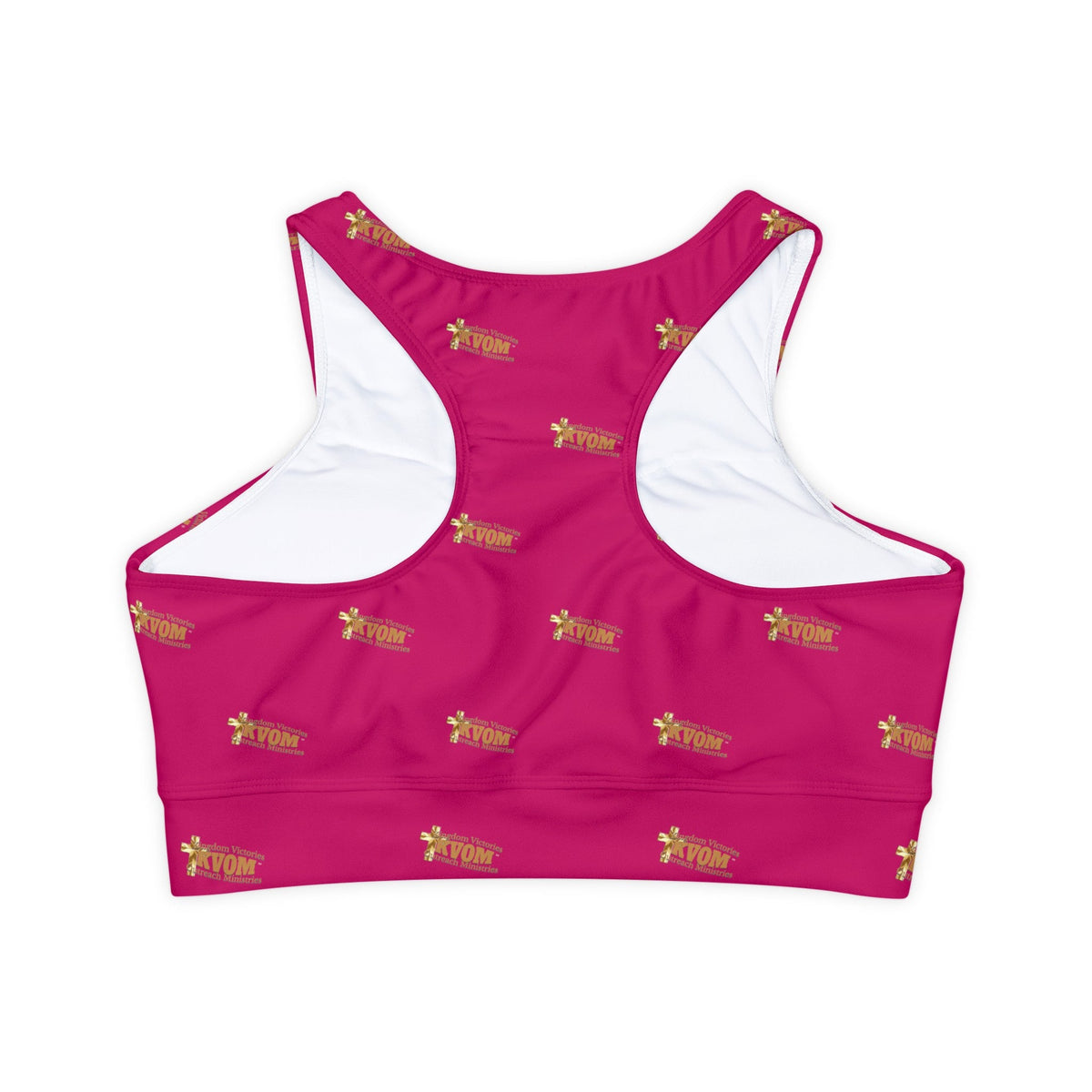 KVOM Logo True Gold Women's Sports Bra, Pink