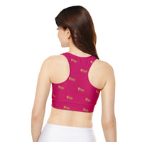 KVOM Logo True Gold Women's Sports Bra, Pink