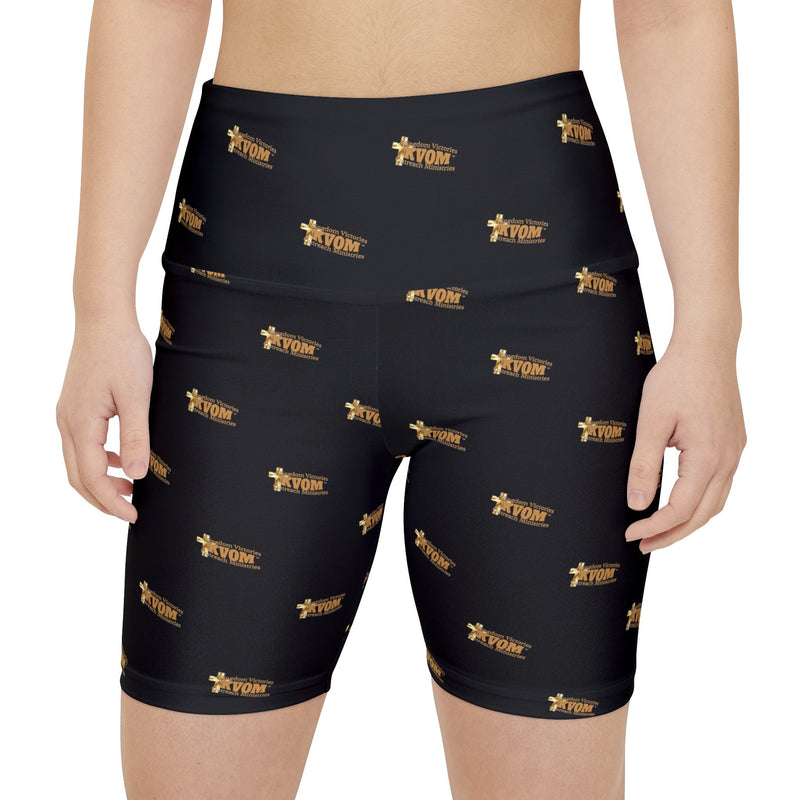 KVOM Logo True Gold Women's Workout Shorts, Black