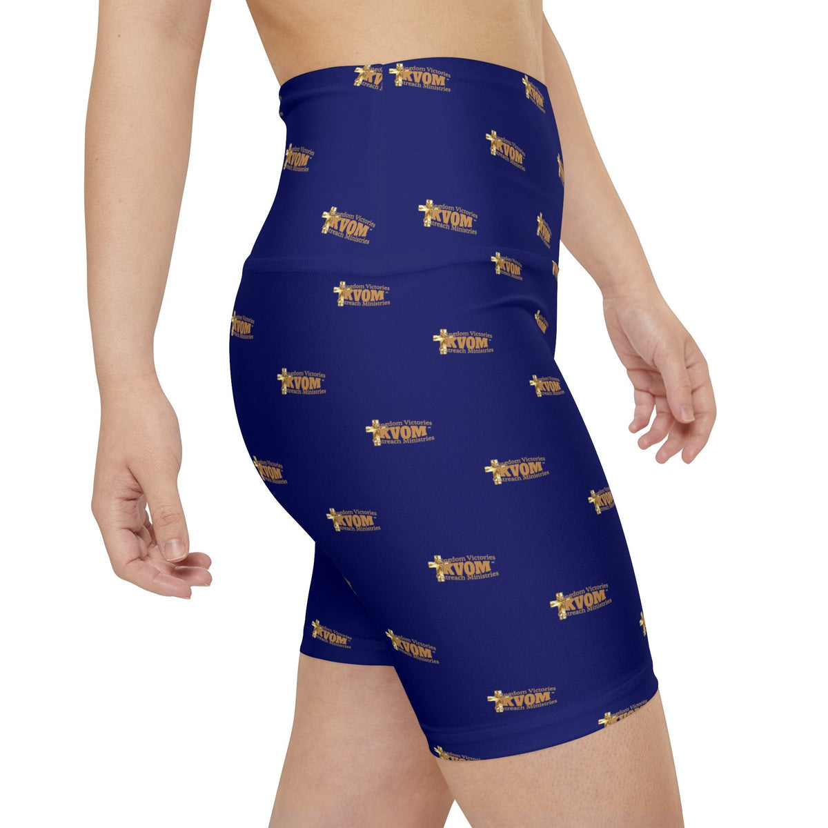 KVOM Logo True Gold Women's Workout Shorts, Blueberry