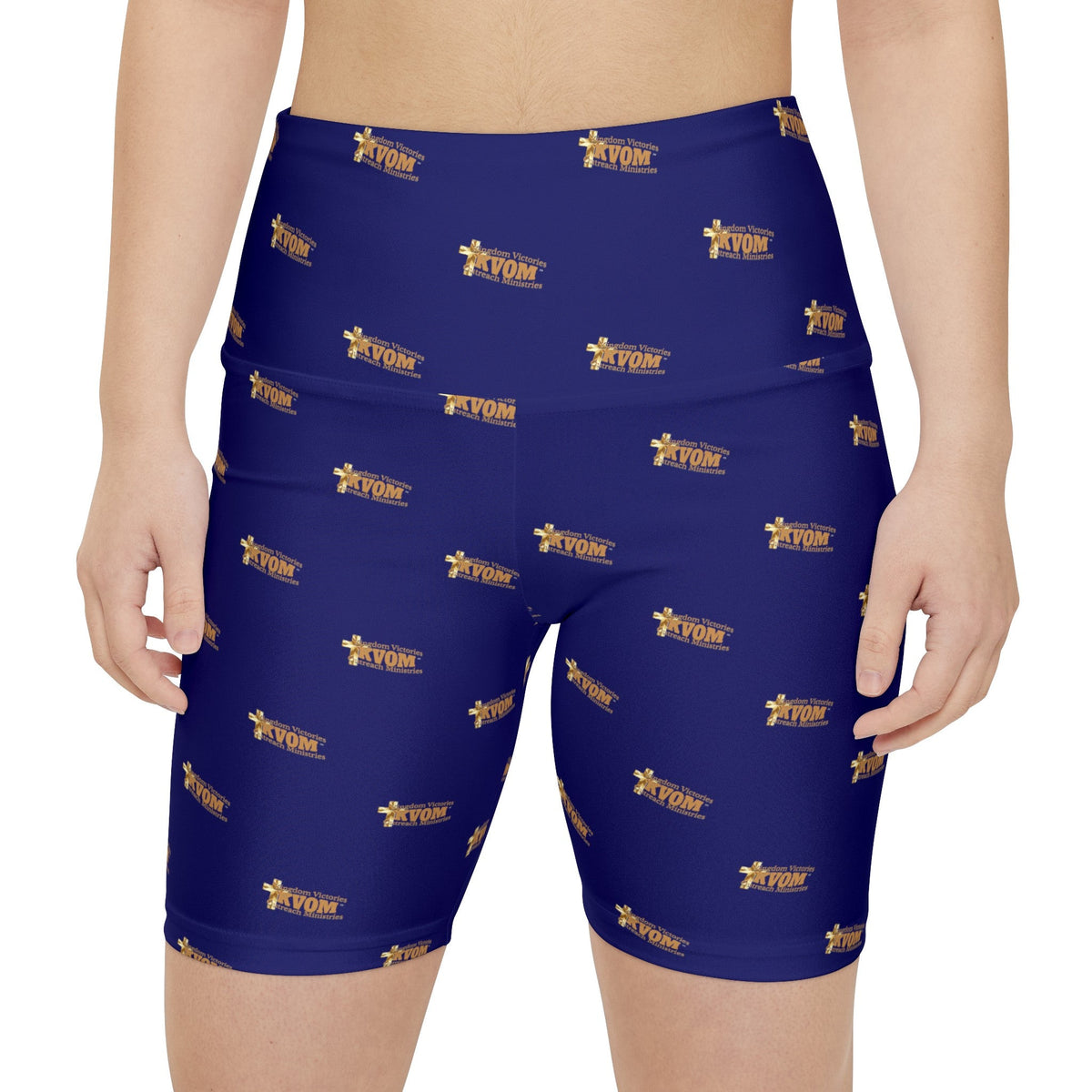 KVOM Logo True Gold Women's Workout Shorts, Blueberry