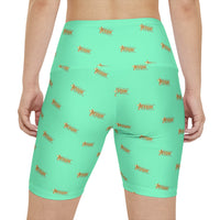 KVOM Logo True Gold Women's Workout Shorts, Mint Green