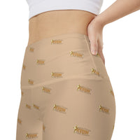 KVOM Logo True Gold Women's Workout Shorts, Tan