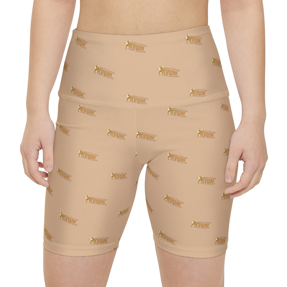 KVOM Logo True Gold Women's Workout Shorts, Tan