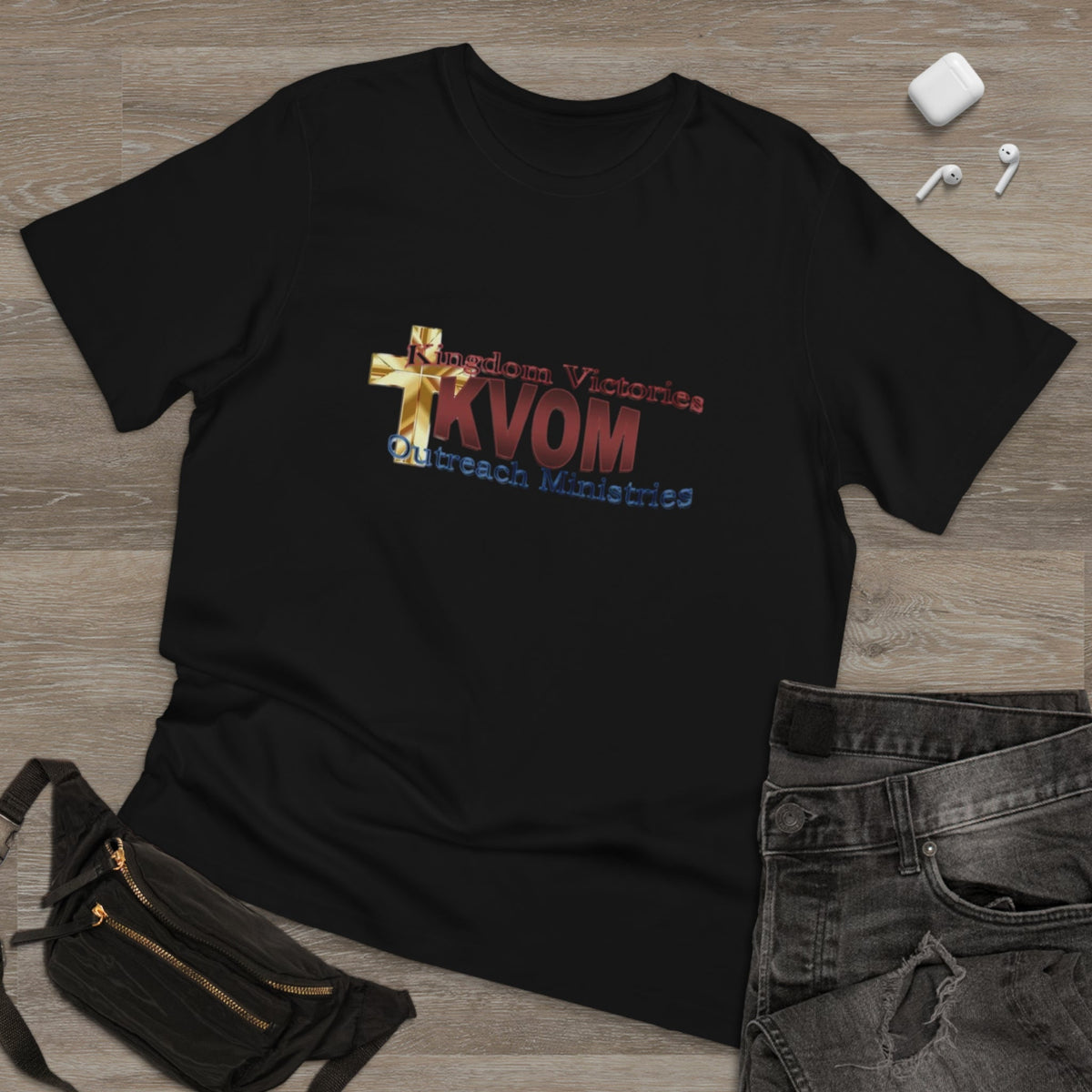 KVOM Logo Unisex Deluxe T-shirt, Maroon Logo-KVOM