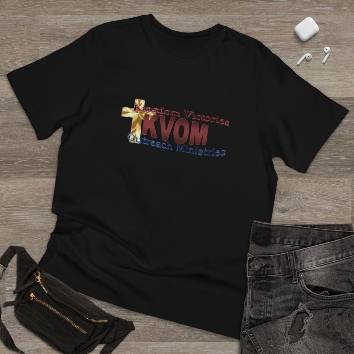 KVOM Logo Unisex Deluxe T-shirt, Maroon Logo-KVOM