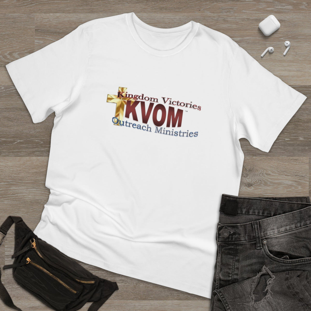 KVOM Logo Unisex Deluxe T-shirt, Maroon Logo-KVOM