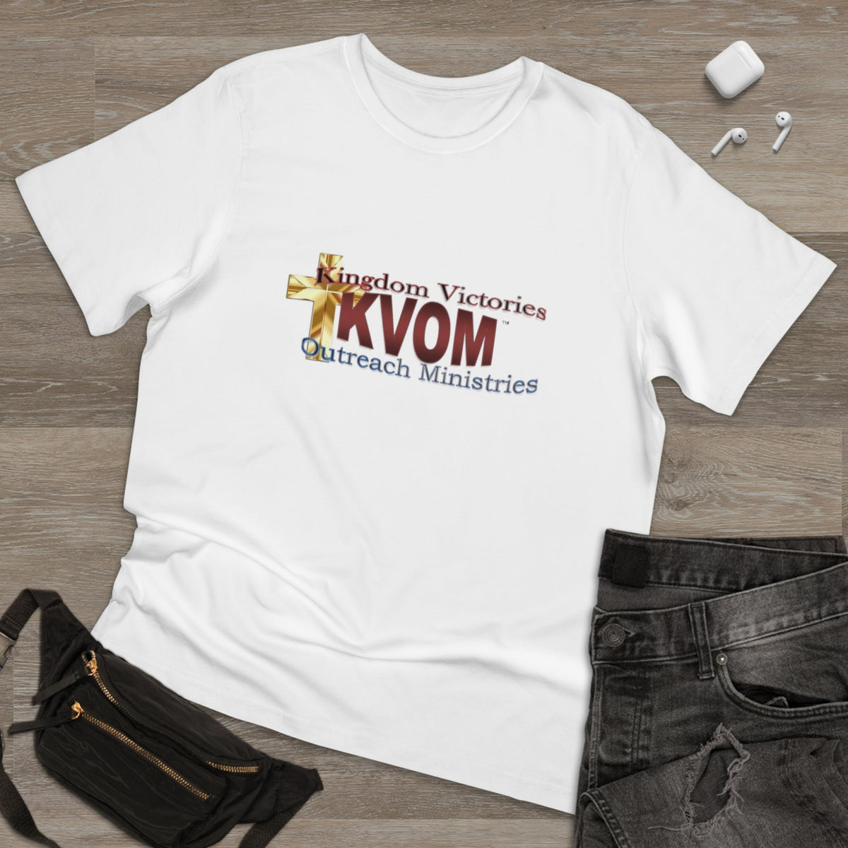 KVOM Logo Unisex Deluxe T-shirt, Maroon Logo-KVOM