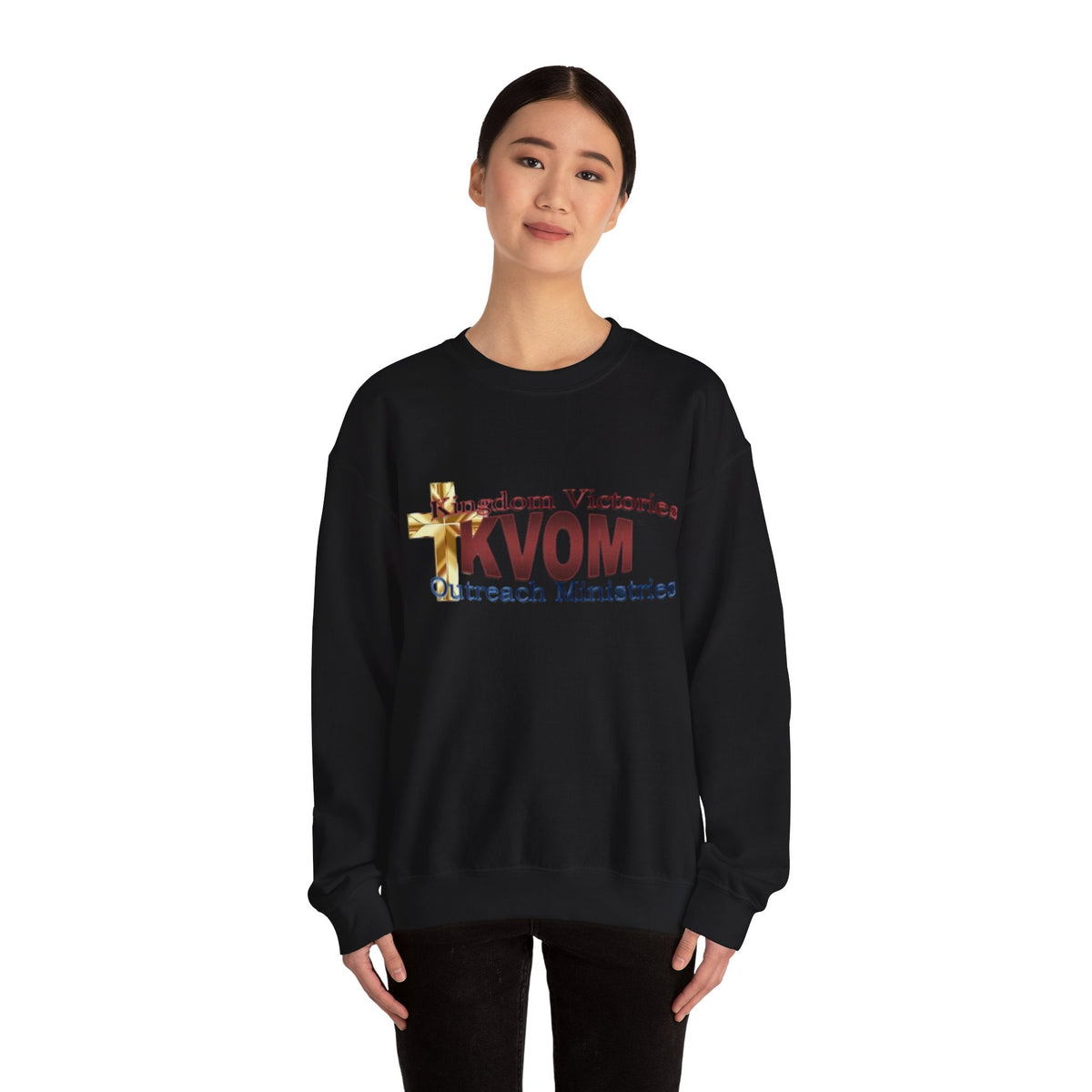 KVOM Logo Unisex Heavy Blend™ Crewneck Sweatshirt, Maroon Logo-KVOM