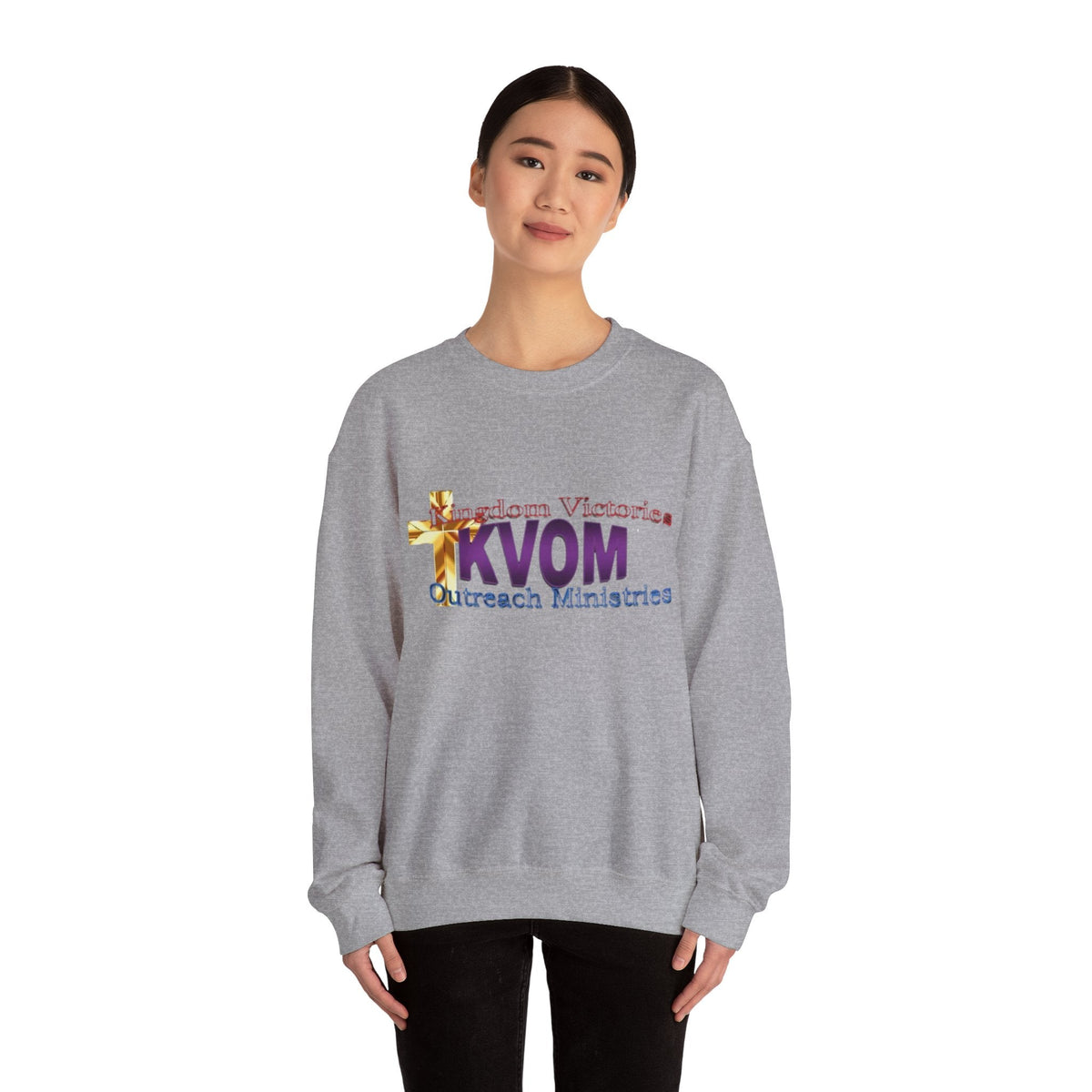 KVOM Logo Unisex Heavy Blend™ Crewneck Sweatshirt, Moses Temple Colored Logo-KVOM