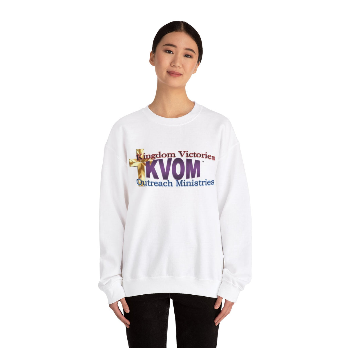 KVOM Logo Unisex Heavy Blend™ Crewneck Sweatshirt, Moses Temple Colored Logo-KVOM