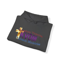 KVOM Logo Unisex Heavy Blend™ Hoodie, Moses Temple Colored Logo-KVOM