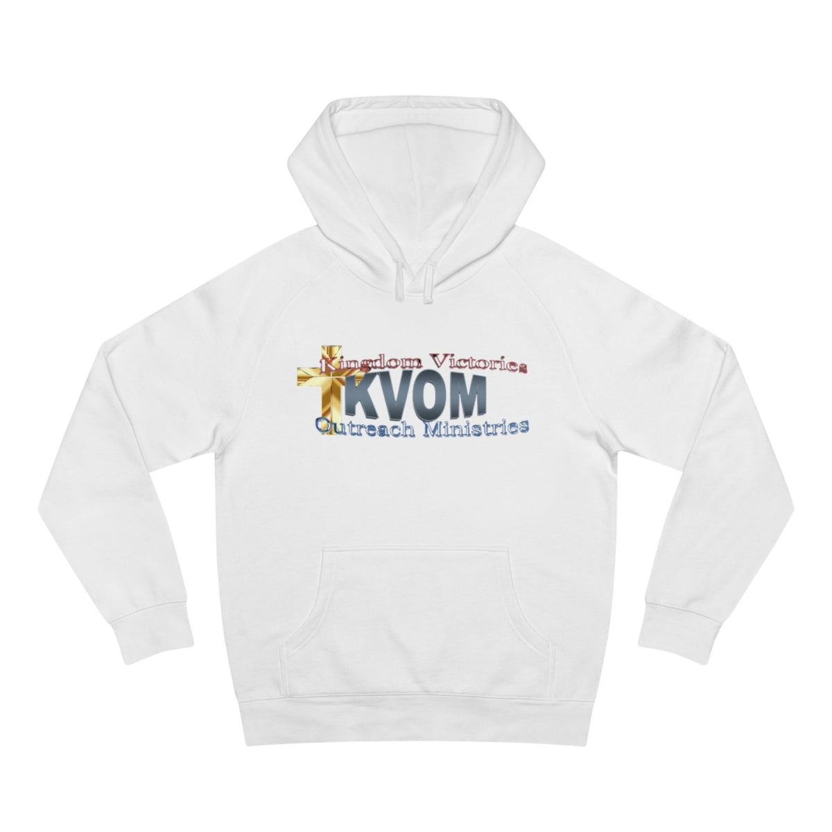 KVOM Logo Unisex Relaxed Fit Hoodie, Blue Logo-KVOM