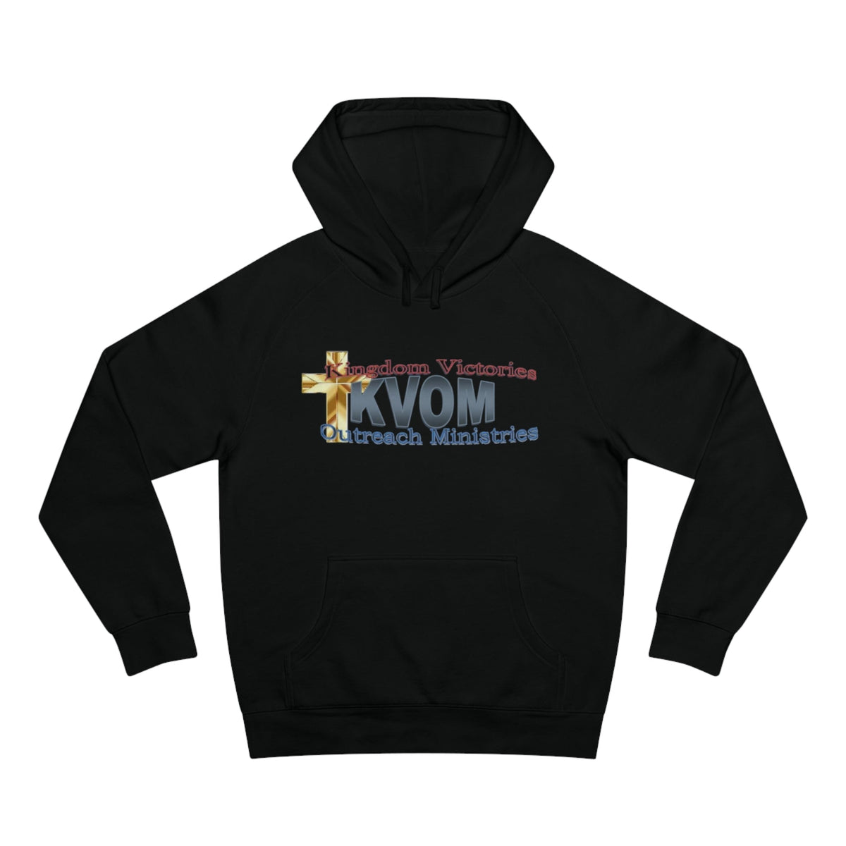 KVOM Logo Unisex Relaxed Fit Hoodie, Blue Logo-KVOM