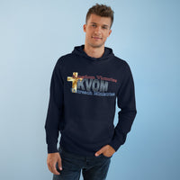 KVOM Logo Unisex Relaxed Fit Hoodie, Blue Logo-KVOM