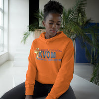 KVOM Logo Unisex Relaxed Fit Hoodie, Blue Logo-KVOM