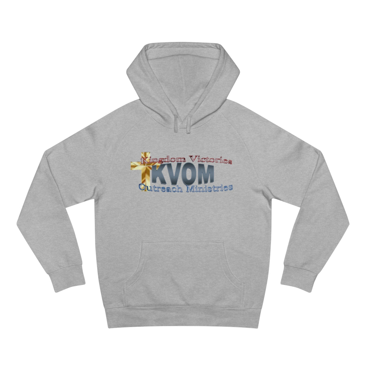 KVOM Logo Unisex Relaxed Fit Hoodie, Blue Logo-KVOM