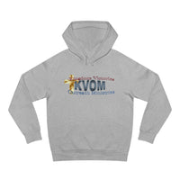 KVOM Logo Unisex Relaxed Fit Hoodie, Blue Logo-KVOM