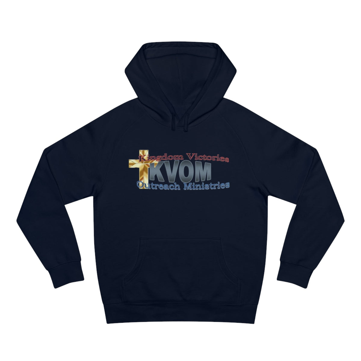 KVOM Logo Unisex Relaxed Fit Hoodie, Blue Logo-KVOM