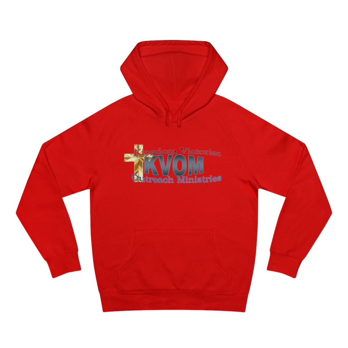 KVOM Logo Unisex Relaxed Fit Hoodie, Blue Logo-KVOM