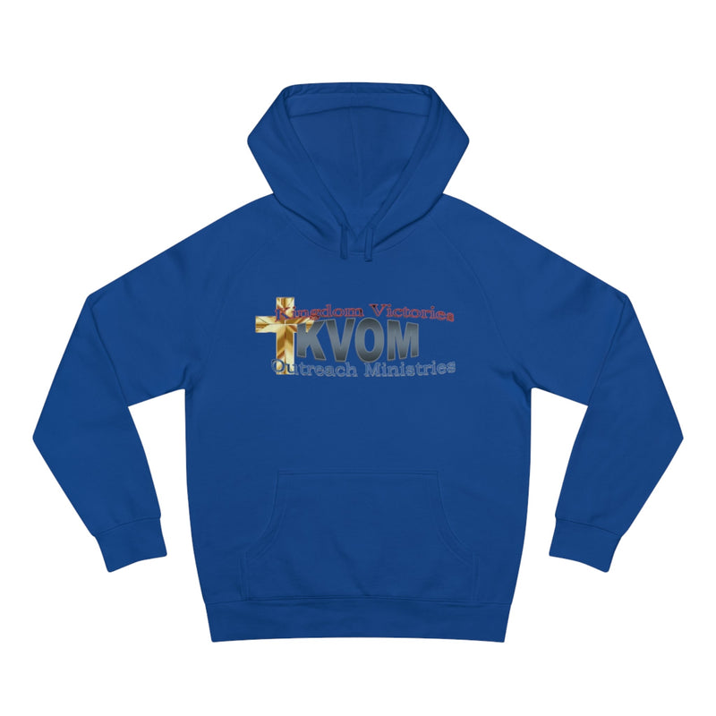 KVOM Logo Unisex Relaxed Fit Hoodie, Blue Logo-KVOM