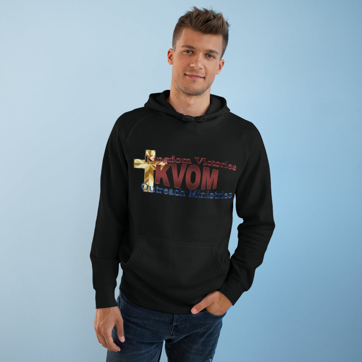 KVOM Logo Unisex Relaxed Fit Hoodie, Maroon Logo-KVOM