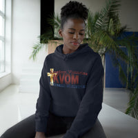 KVOM Logo Unisex Relaxed Fit Hoodie, Maroon Logo-KVOM