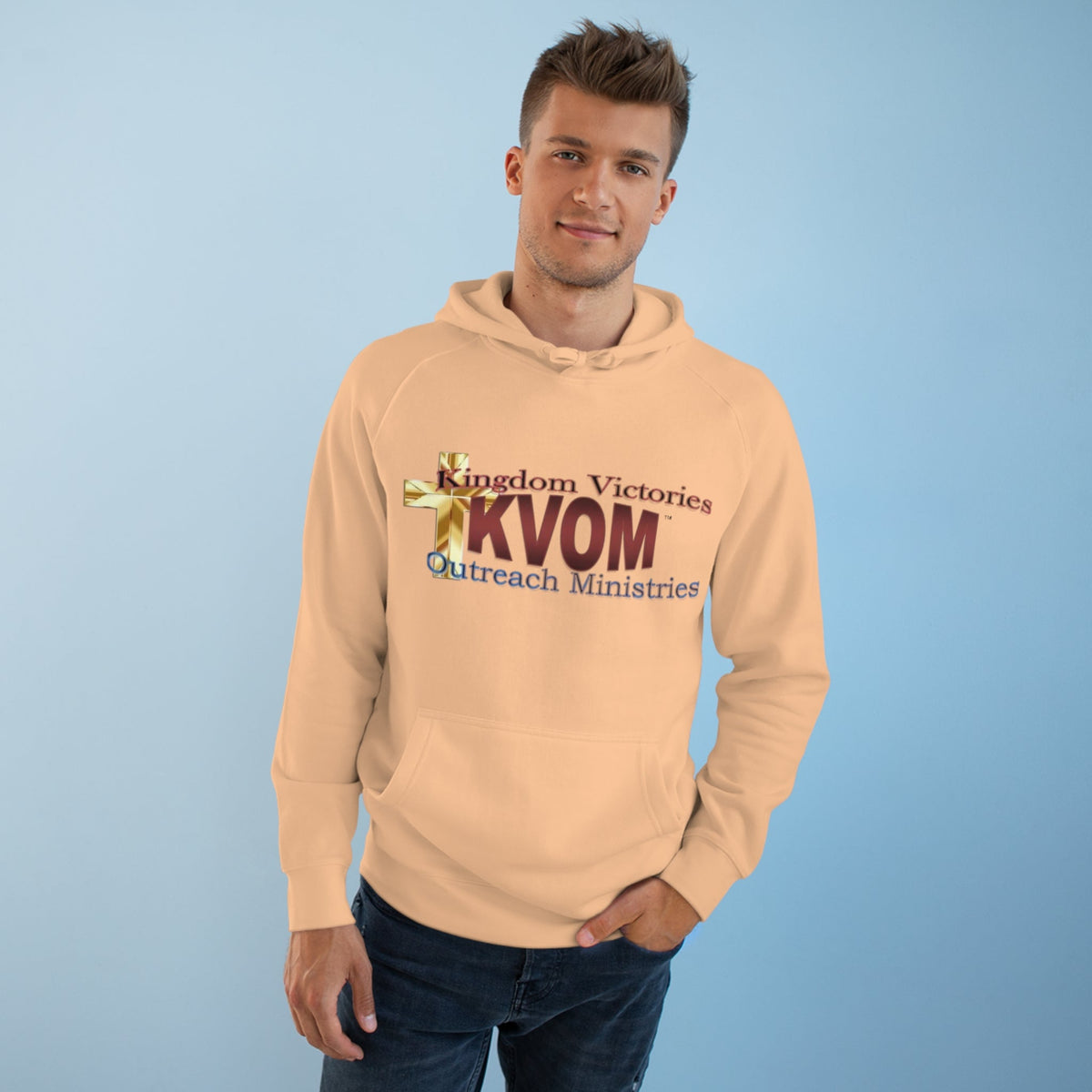 KVOM Logo Unisex Relaxed Fit Hoodie, Maroon Logo-KVOM