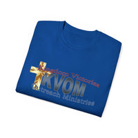 KVOM Logo Unisex Ultra Comfort T-Shirt, Blue Logo-KVOM