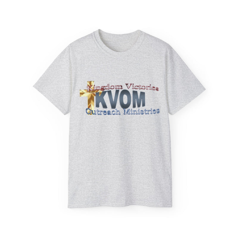 KVOM Logo Unisex Ultra Comfort T-Shirt, Blue Logo-KVOM