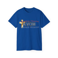 KVOM Logo Unisex Ultra Comfort T-Shirt, Blue Logo-KVOM