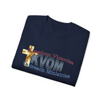 KVOM Logo Unisex Ultra Comfort T-Shirt, Blue Logo-KVOM