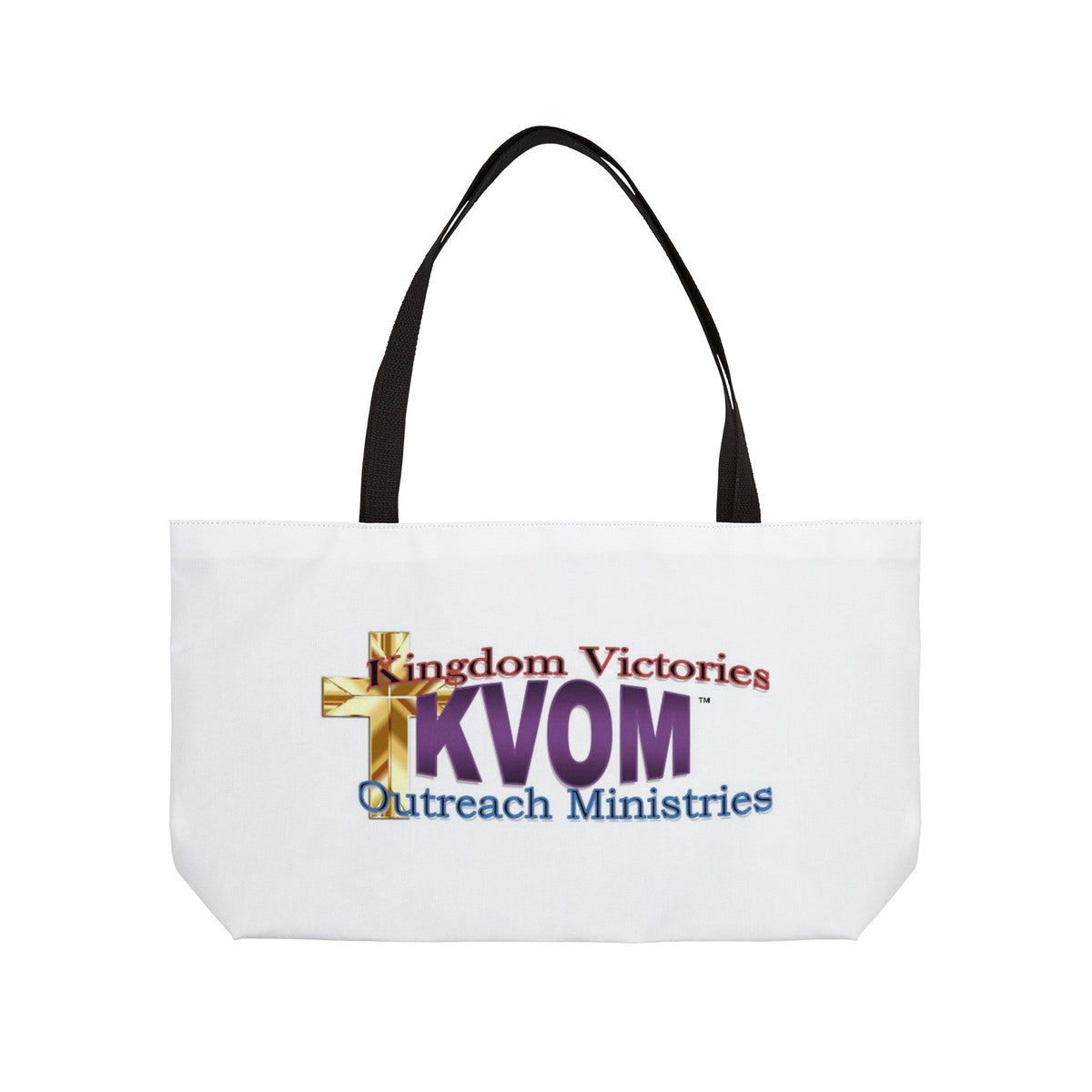 KVOM Logo Weekender Tote Bag, White, Moses Temple Logo