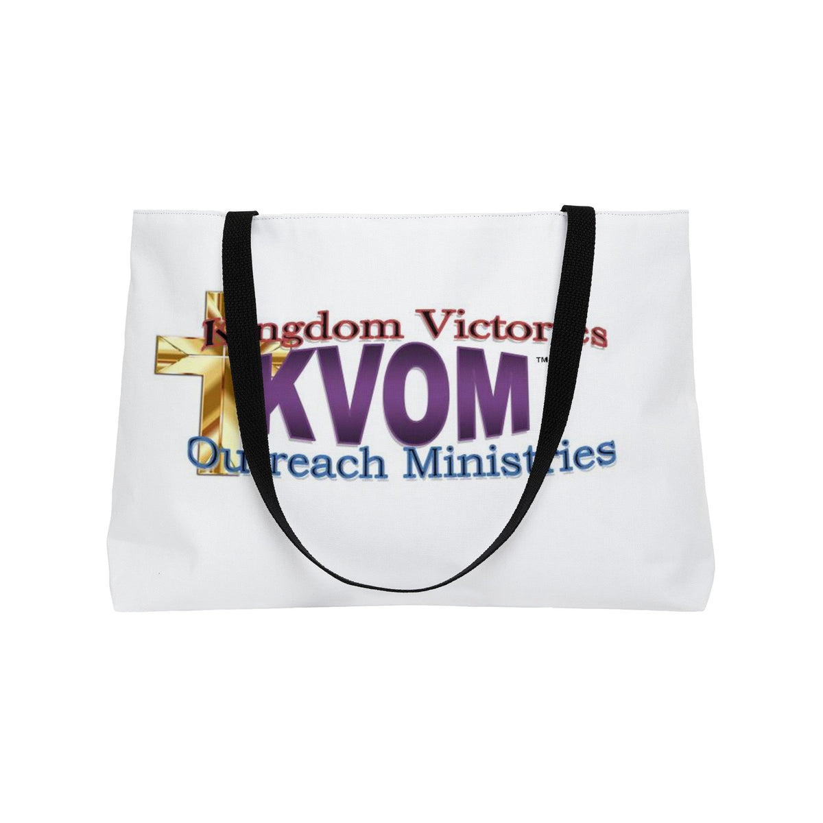 KVOM Logo Weekender Tote Bag, White, Moses Temple Logo