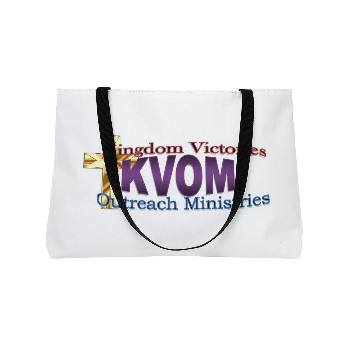 KVOM Logo Weekender Tote Bag, White, Moses Temple Logo