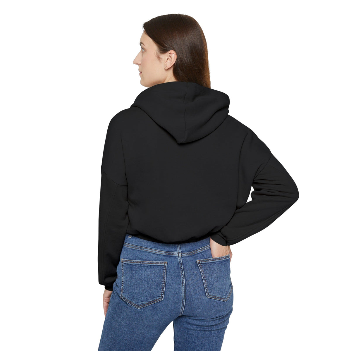 KVOM Logo Women's Cinched Bottom Hoodie, Black, Moses Temple Colored Logo-KVOM