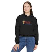 KVOM Logo Women's Cinched Bottom Hoodie, Black, Moses Temple Colored Logo-KVOM