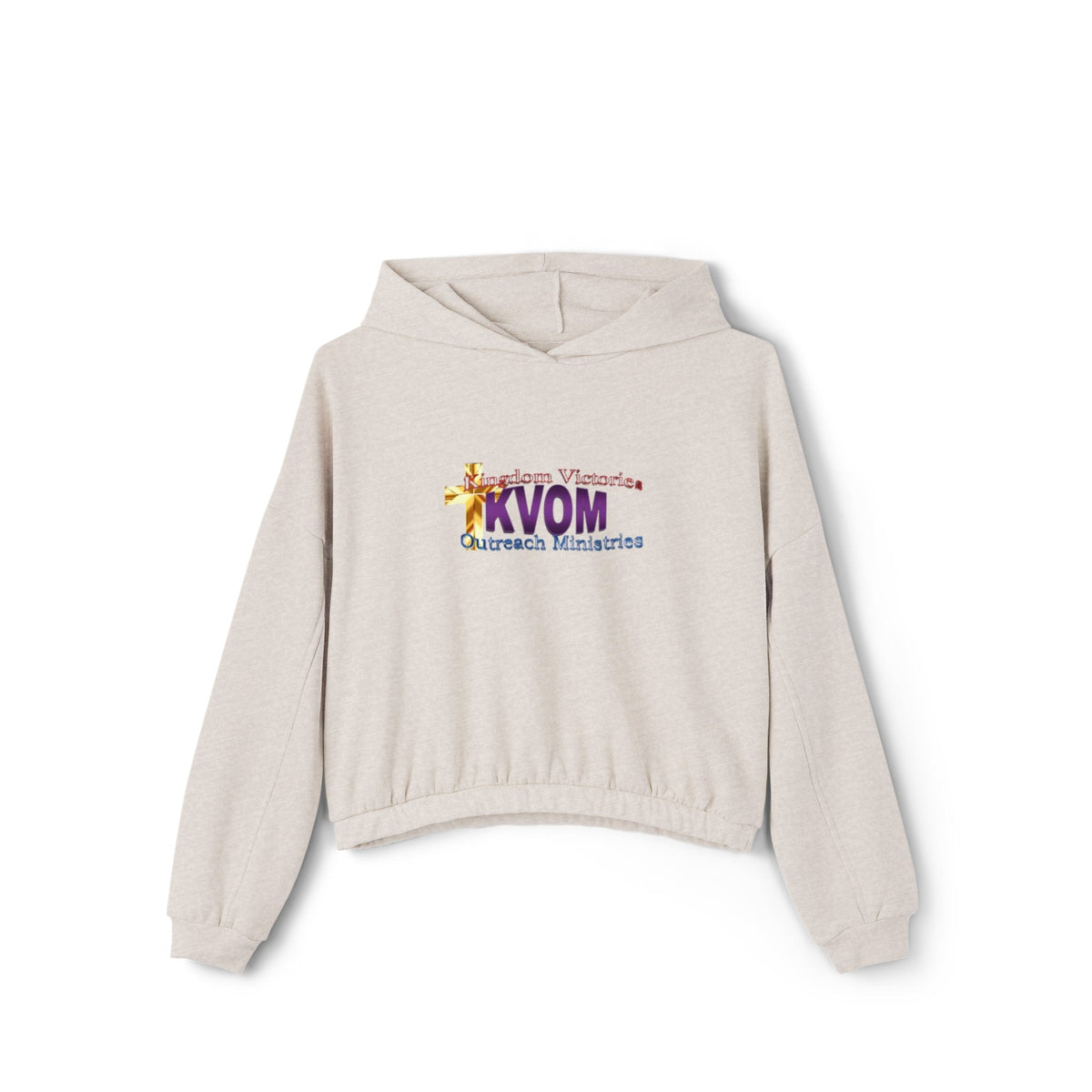 KVOM Logo Women's Cinched Bottom Hoodie, Moses Temple Colored Logo-KVOM