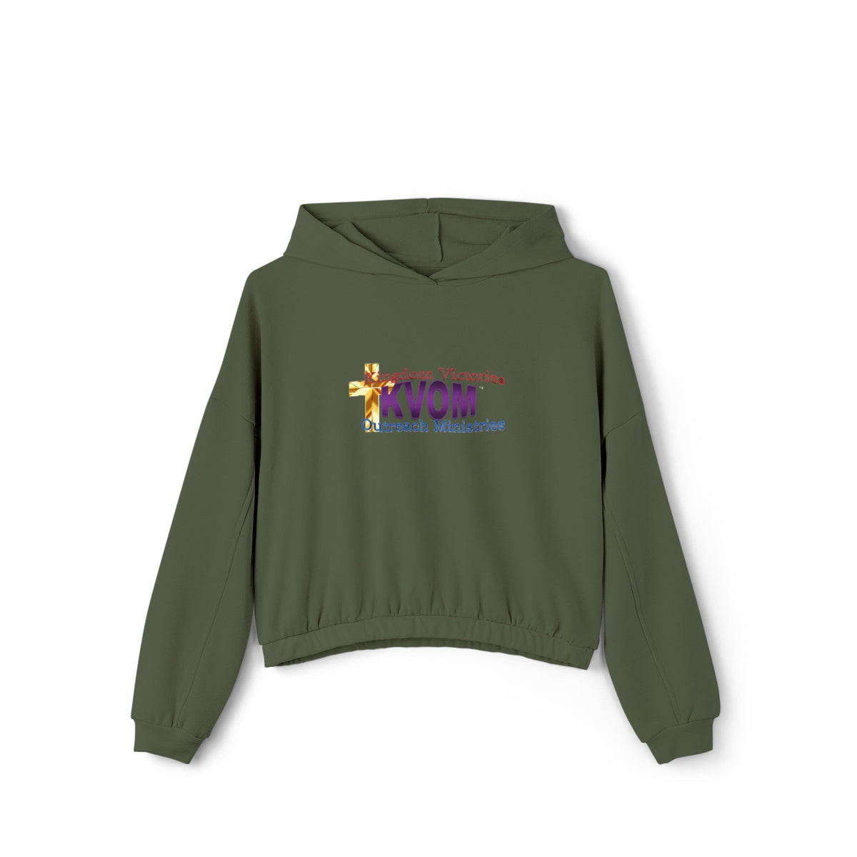 KVOM Logo Women's Cinched Bottom Hoodie, Moses Temple Colored Logo-KVOM