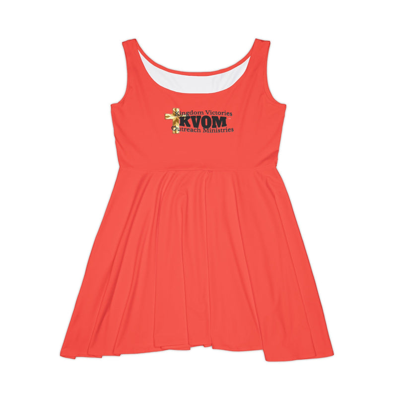 KVOM Logo Women's Skater Dress, Apricot, Black Logo