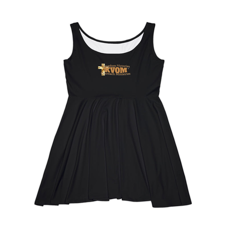 KVOM Logo Women's Skater Dress, Black & Gold