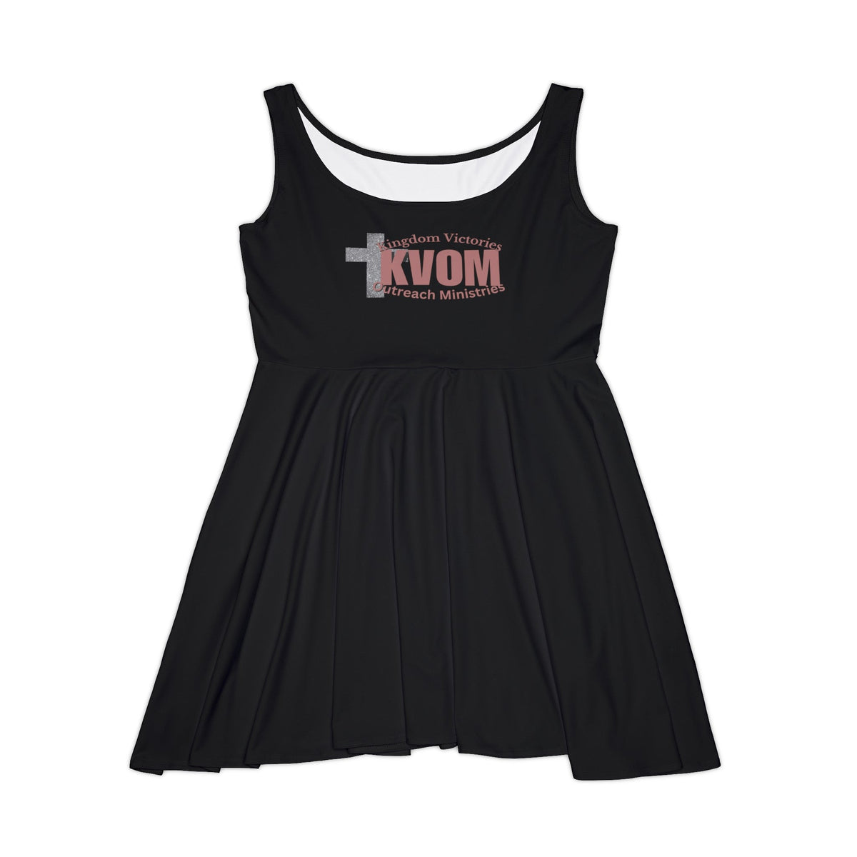 KVOM Logo Women's Skater Dress, Black, Mauve Logo