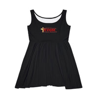 KVOM Logo Women's Skater Dress, Black, Red Logo