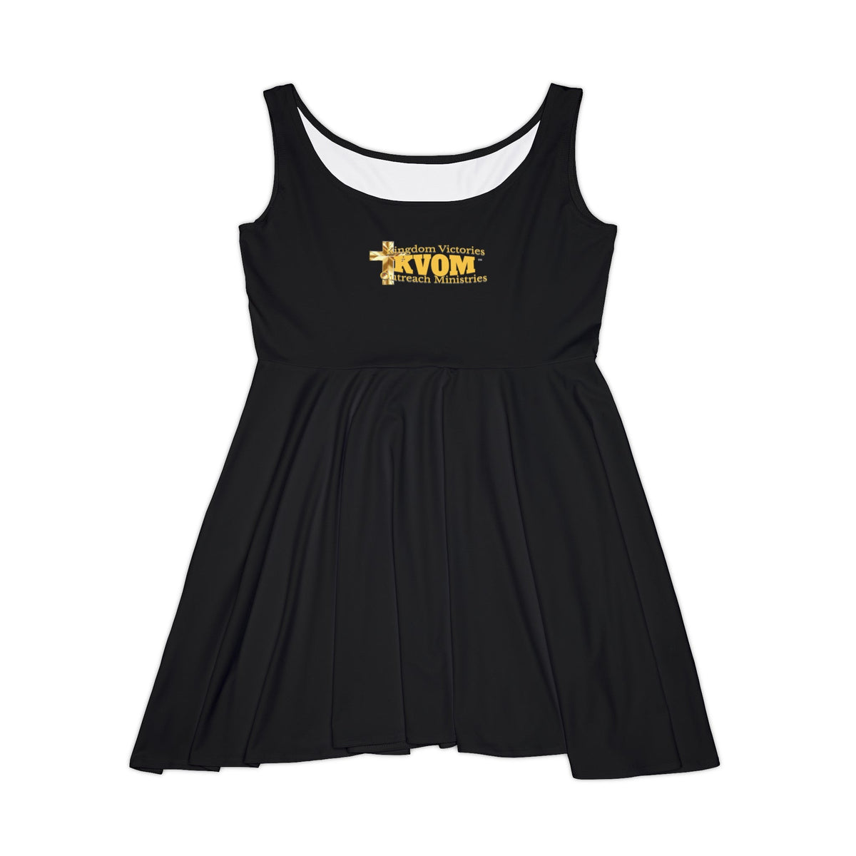 KVOM Logo Women's Skater Dress, Black, Yellow Gold