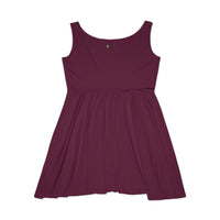 KVOM Logo Women's Skater Dress, Maroon, Black Logo