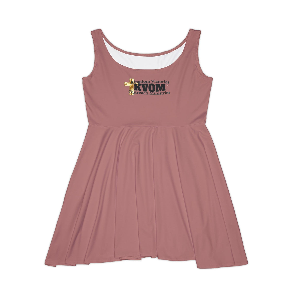 KVOM Logo Women's Skater Dress, Mauve, Black Logo