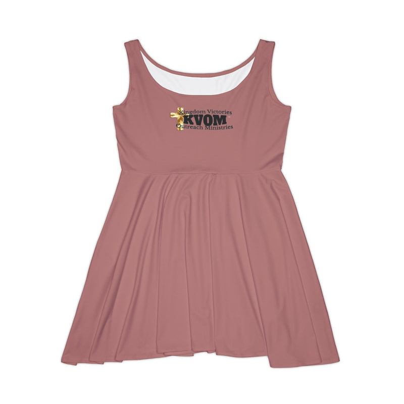 KVOM Logo Women's Skater Dress, Mauve, Black Logo