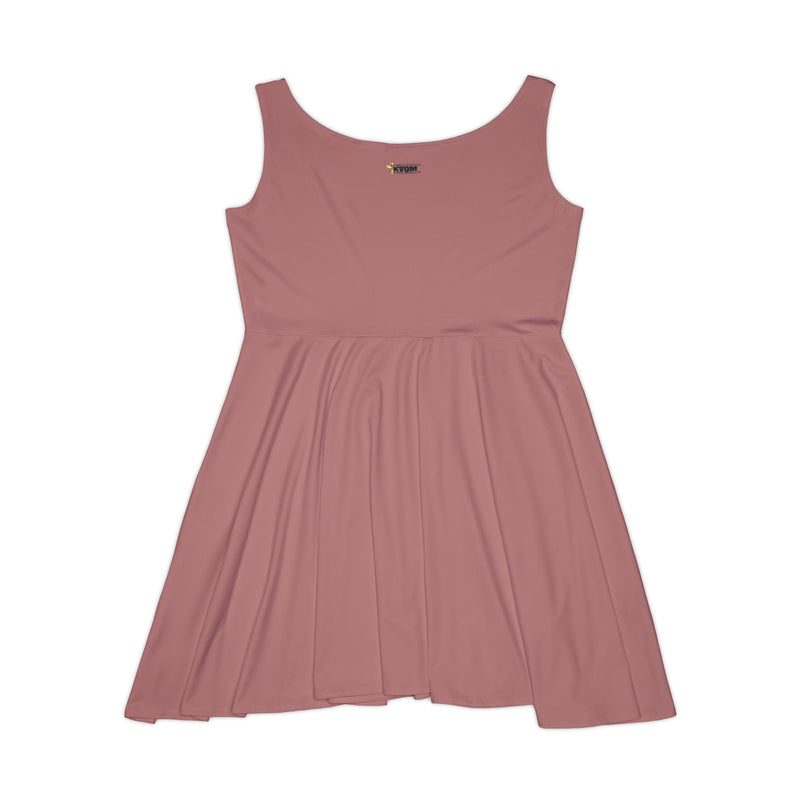 KVOM Logo Women's Skater Dress, Mauve, Black Logo