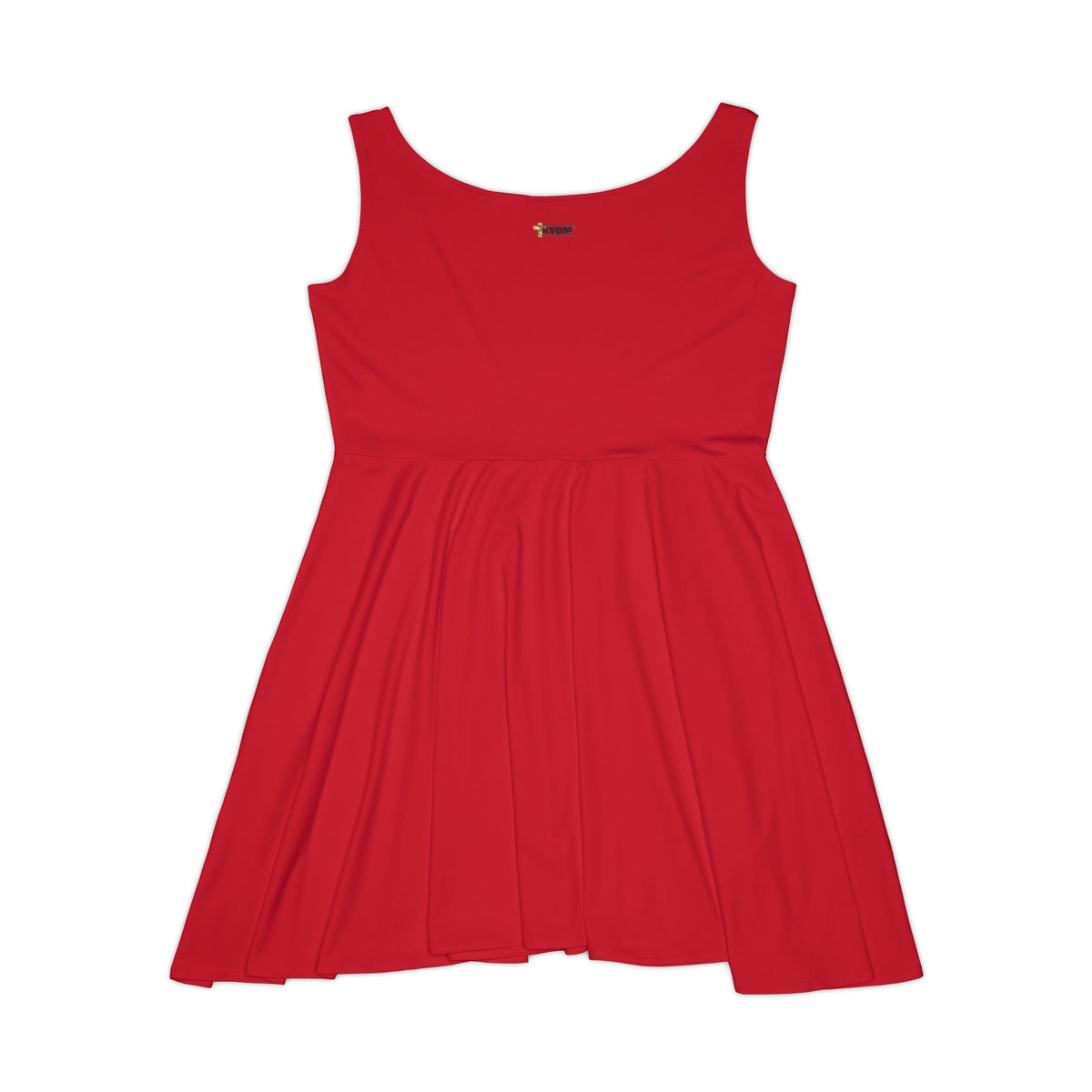 KVOM Logo Women's Skater Dress, Red, Black Logo