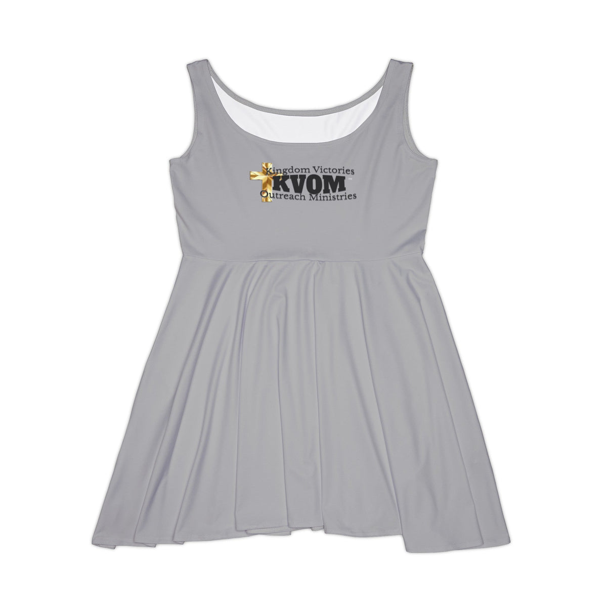 KVOM Logo Women's Skater Dress, Silver, Black Logo